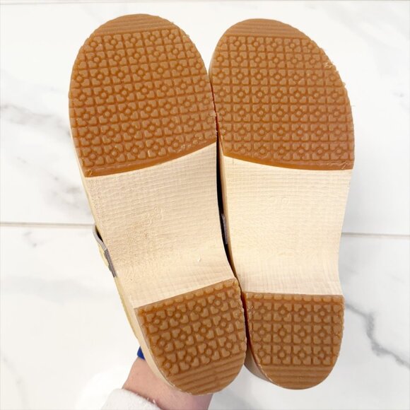 Sandgrens Handmade Swedish Metallic Gold Wood Clogs Low Heel Mule 8 - Picture 8 of 12